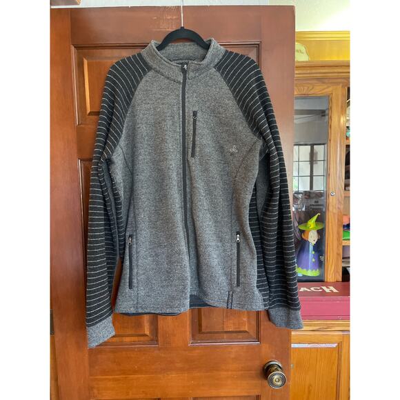 Prana Mens Breathe Rohan Sweater Wool Blend Gray/black XL - Picture 1 of 8